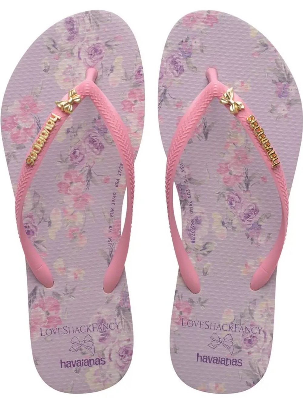Havaianas x LoveShack Fancy 🌸 Lavender Floral Flip Flops 7/8 NEW